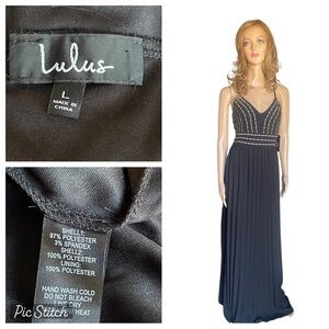 New!‎ Lulus Lulu's Glamorous Gala Black Embroidered Maxi Dress Size L